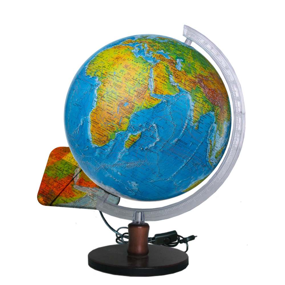 Illuminated physical and political globe 32 cm on a wooden stand (4820114954107)