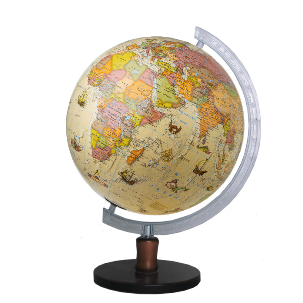 Globe Political antique without illumination 32 cm on a wooden stand (4820114954541)