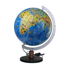 Globe General geographical with animals with illumination 32 sm on a wooden stand (4820114951267)