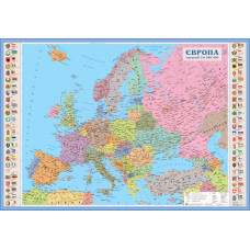 Political map of Europe 100x70 cm M1: 6 500 000 laminated on strips