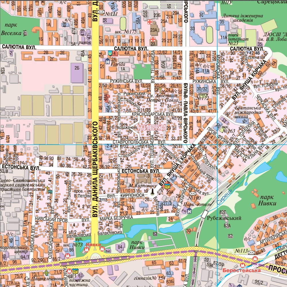 Map of Kyiv City Plan 153x107 cm M1:21000 cardboard (4820114951809)