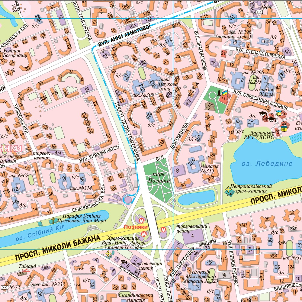 Map of Kyiv City Plan 153x107 cm M1:21000 laminated cardboard (4820114951823)