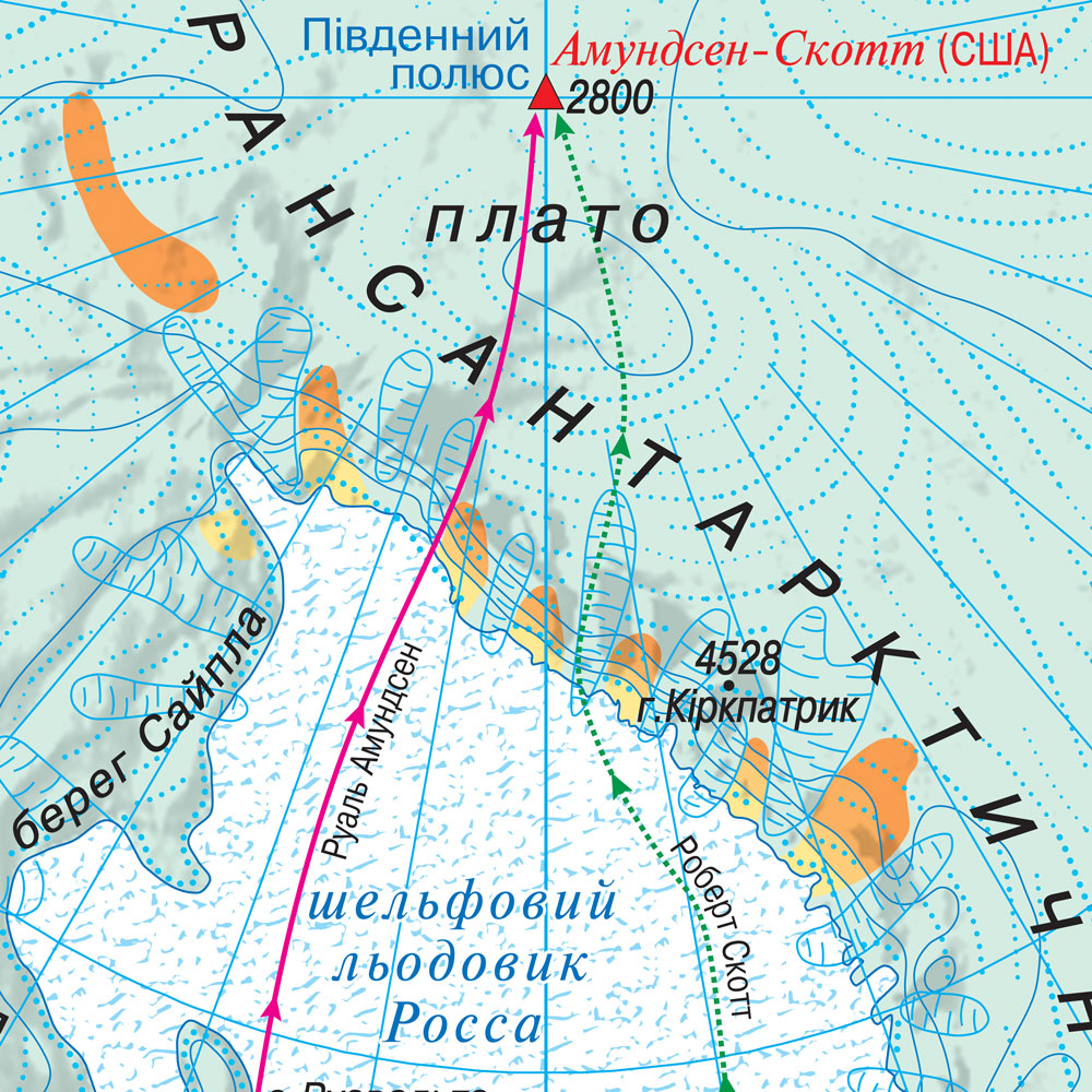 Карта Антарктиди фізична 105x140 см М1: 5 000 000 ламінована