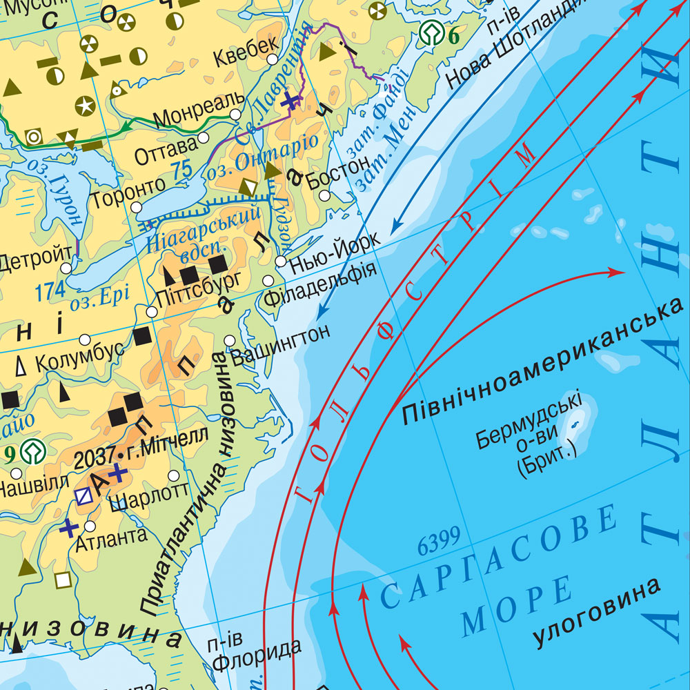 Карта Північної Америки фізична 105x140 М1: 8 000 000 банер