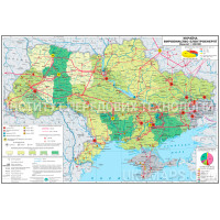 Карта виробництво електроенергії України 160x110 см М1: 850 000 банер на планках