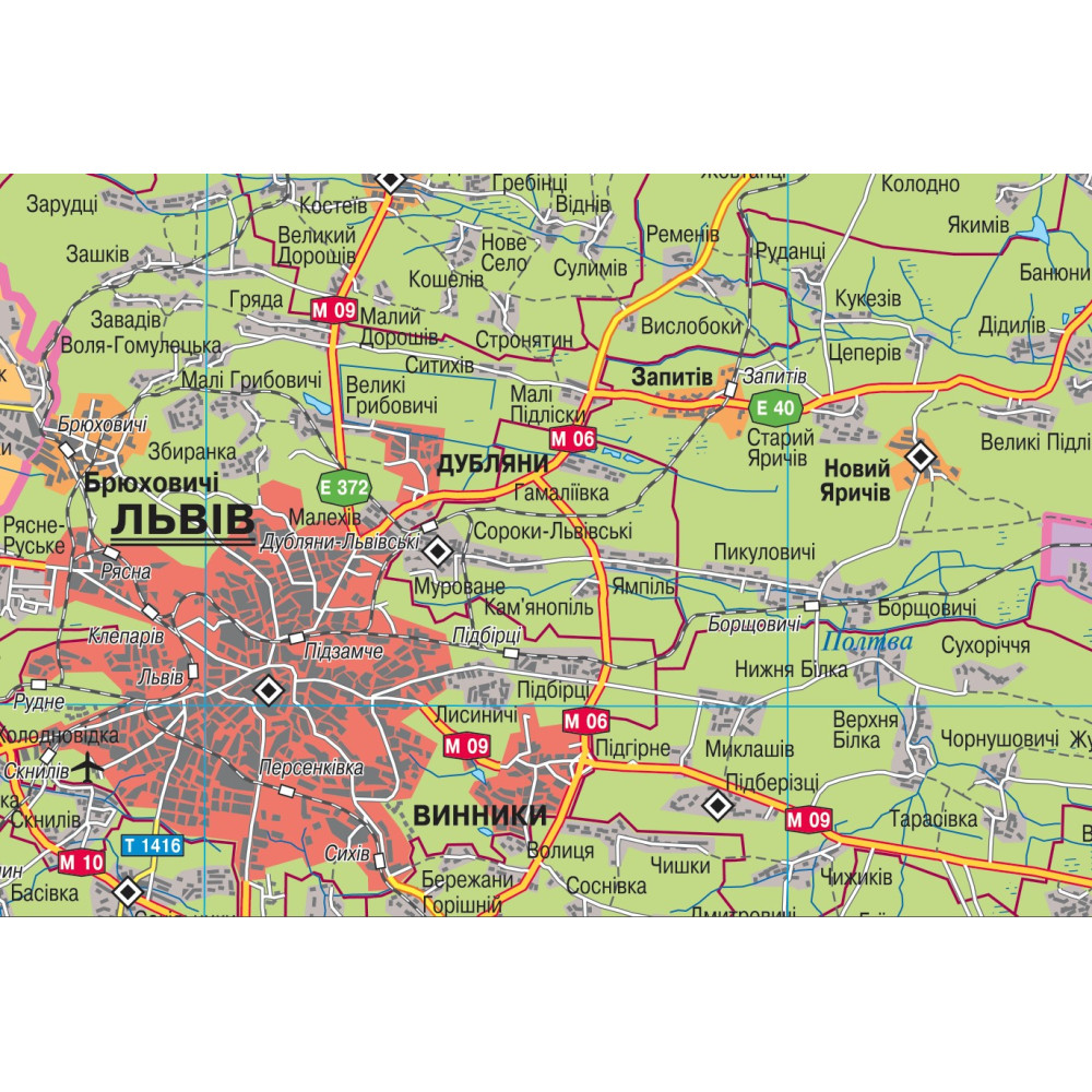 Map of Lviv region administrative-territorial structure 125x112 cm M 1: 200 000 laminated paper on strips (4820114953506)