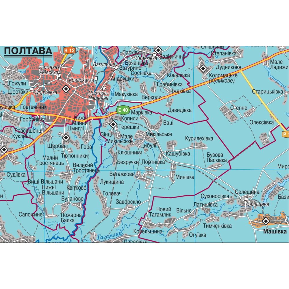 Map of Poltava region administrative-territorial structure 132x119 cm M 1: 200 000 laminated paper on strips (4820114950536)