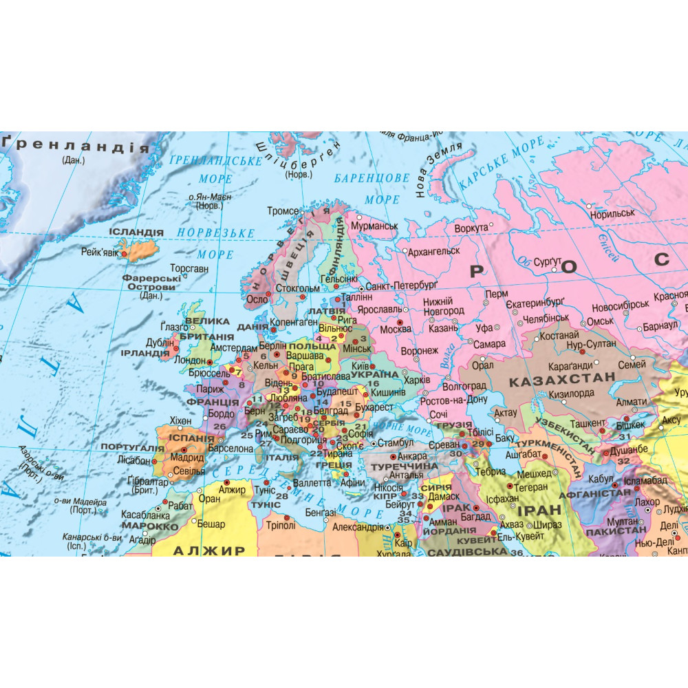 Political world map 65x45 cm M 1:54 000 000 laminated cardboard (4820114951588)