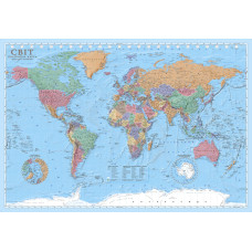 Political world map 100x70 cm M 1:30 000 000 laminated paper on strips