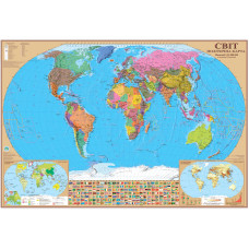 Political world map 100x70 cm M 1:35 000 000 laminated paper on strips (4820114954480)