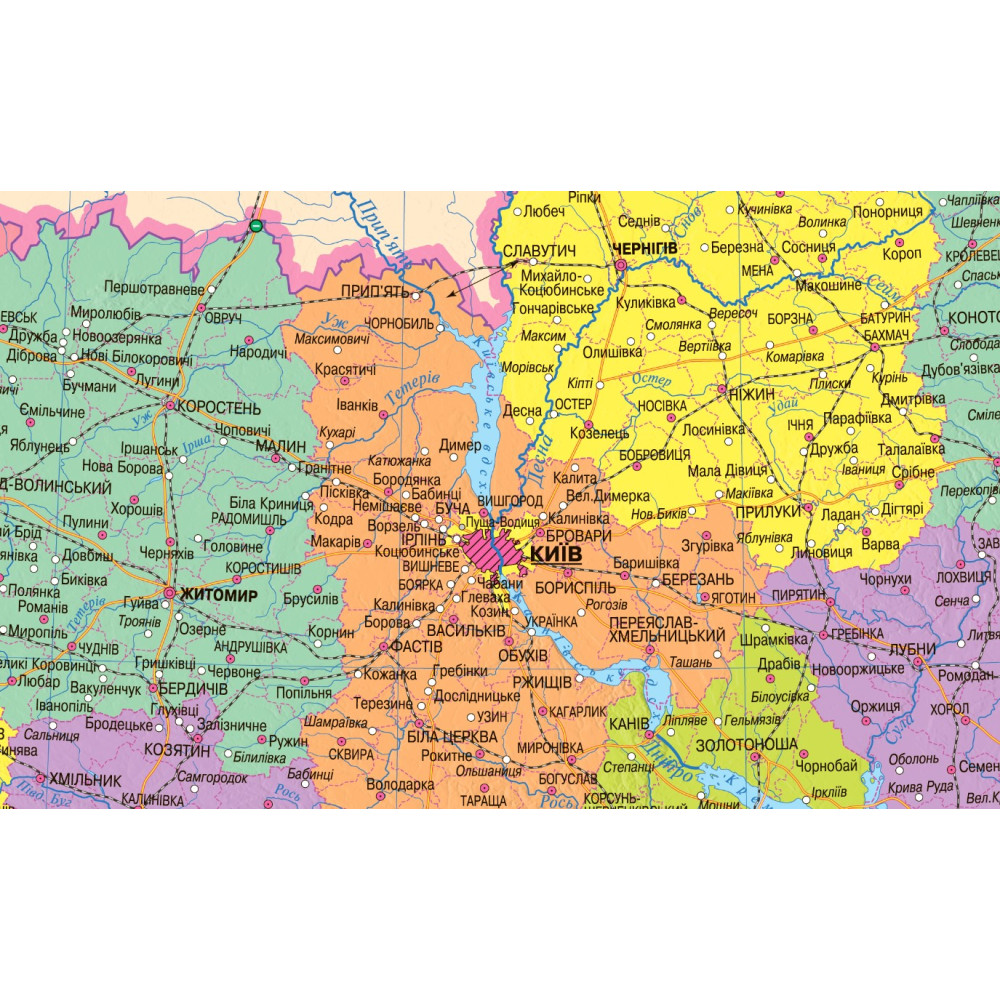 Map of Ukraine Administrative and territorial structure 61x41 cm M 1:2 400 000 Laminated paper (4820114950574)