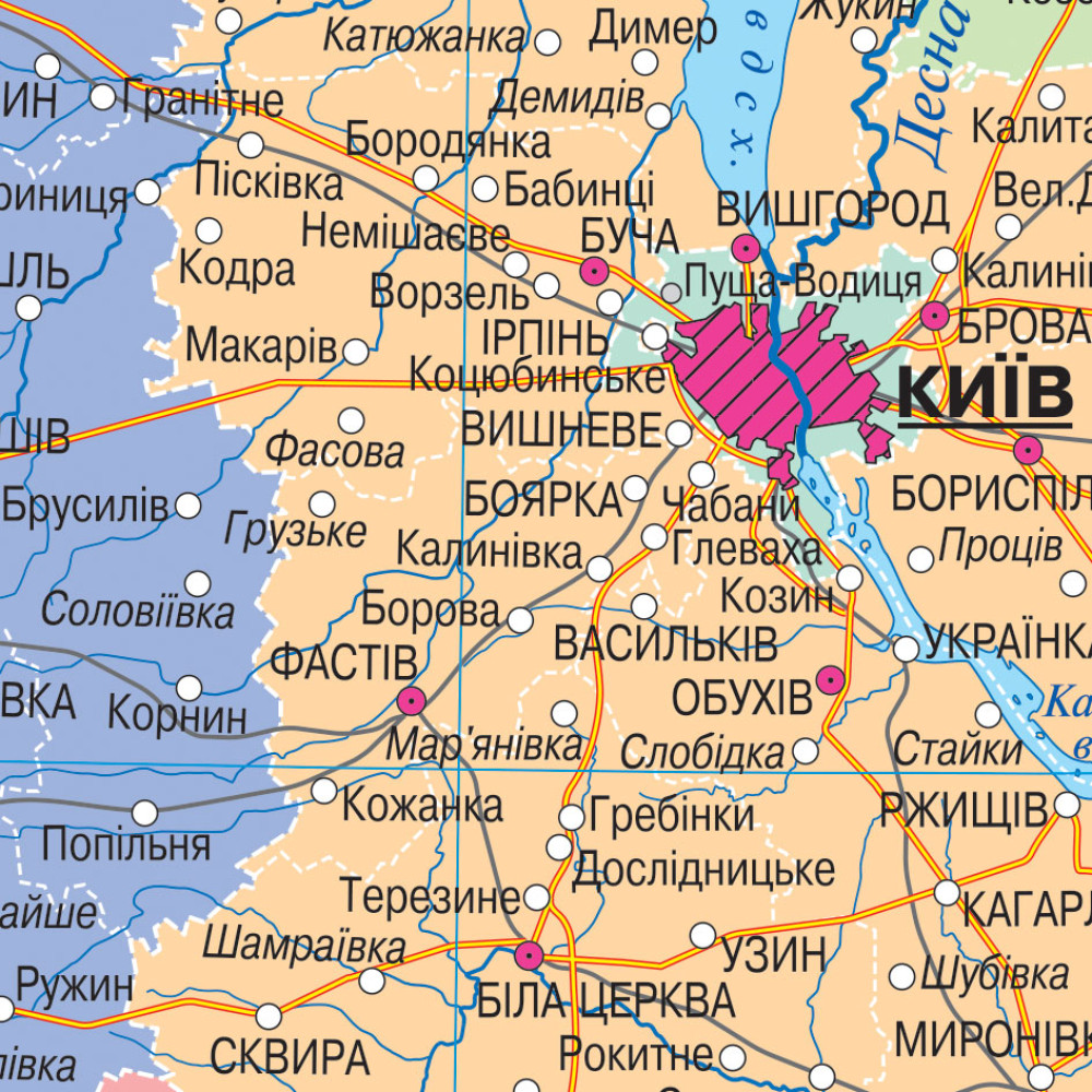 Карта України Адміністративно-територіальний устрій 65x45 см М 1:2 250 000 папір