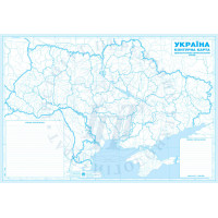 Контурна карта України (адміністративна) 99х68 см, М 1:1 400 000, ламінована на планках