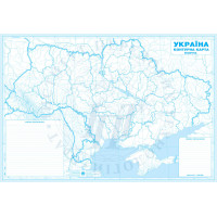 Контурна карта України (фізична) 99х68 см, М 1:1 400 000, ламінована на планках