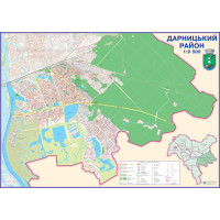 Стінна карта Дарницький район м. Києва 160х110 см ламінована
