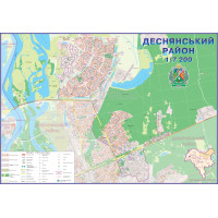 Стінна карта Деснянський район м. Києва 160х110 см ламінована