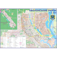 Стінна карта Оболонський район м. Києва 160х110 см ламінована на планках