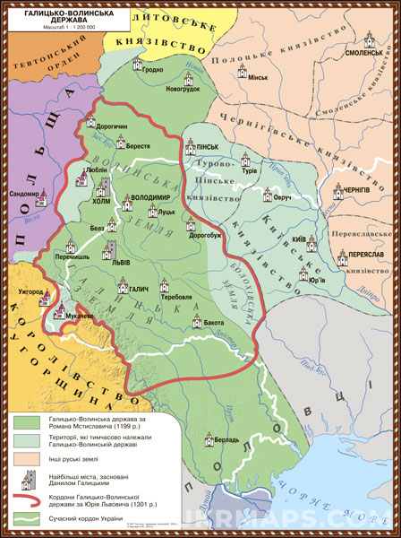 Map Galicia-Volyn state 100x70 cm laminated